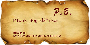 Plank Boglárka névjegykártya